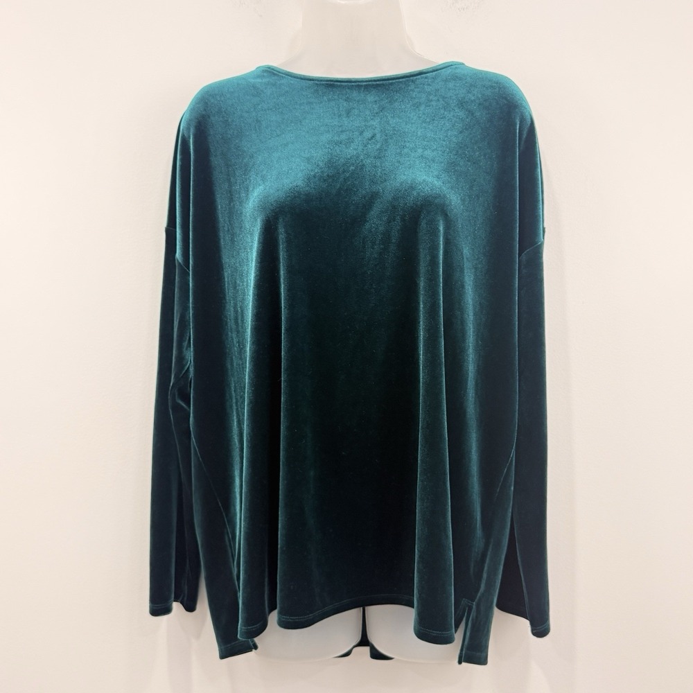 J Jill Velvet Top Womens L NWT Whimsigoth Holiday Classic Stretch Long Sleeve